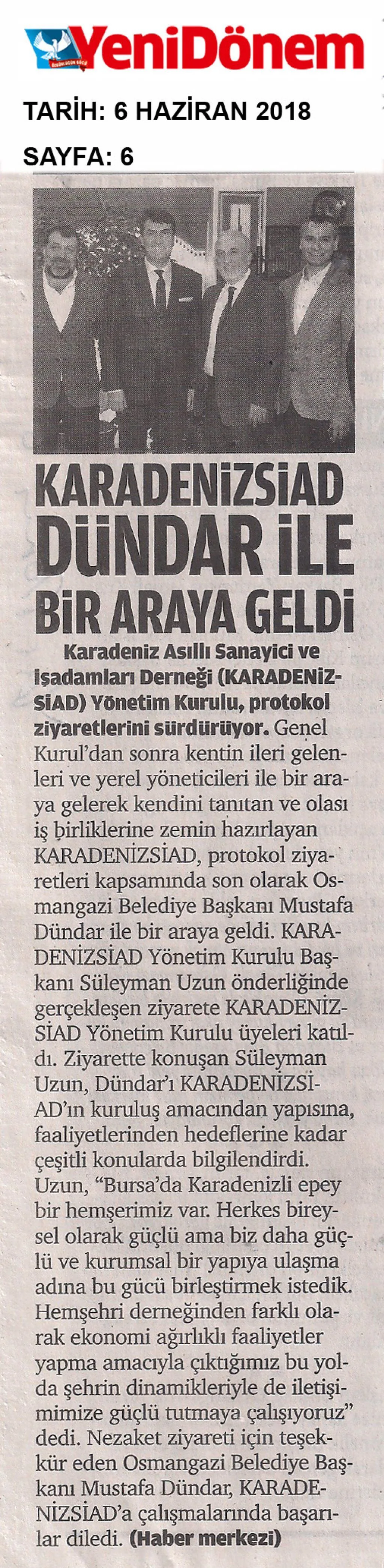 KARADENİZSİAD basında — YENİ DÖNEM — 6 Haziran 2018 - Sayfa: 6