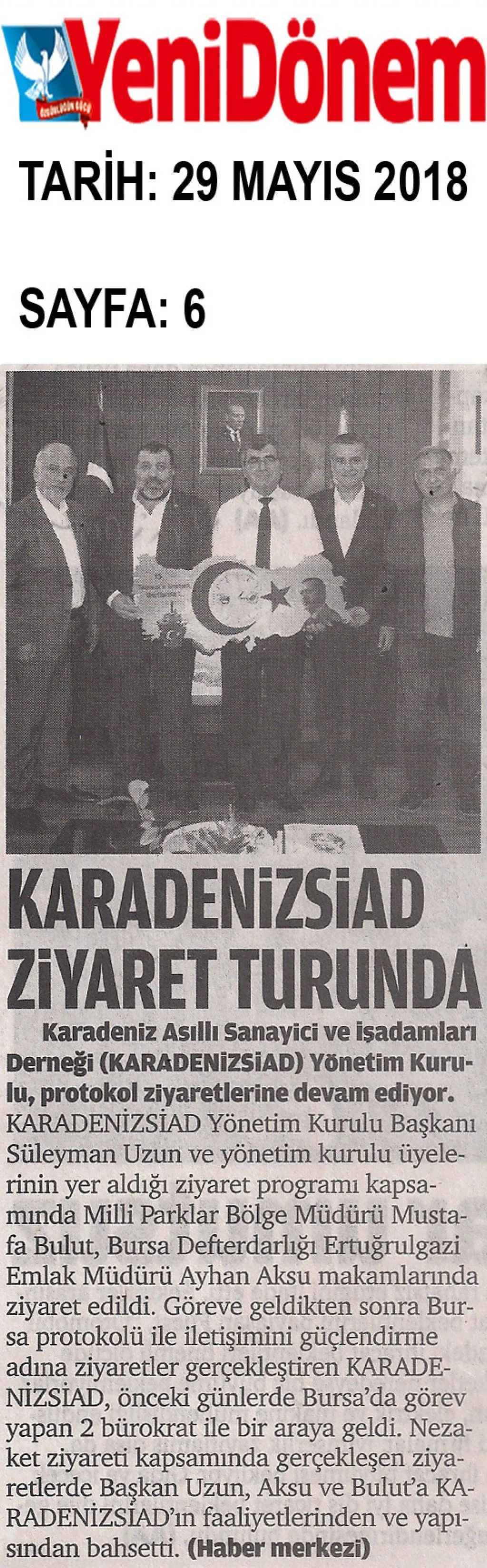 KARADENİZSİAD basında — YENİ DÖNEM — 29 Mayıs 2018 - Sayfa: 6